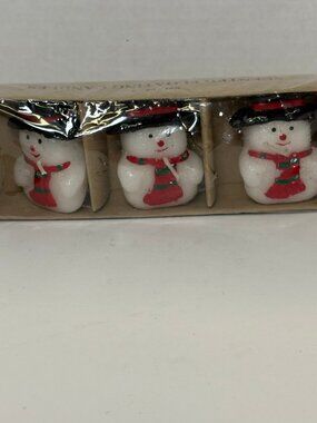 Snowman Set Of 3 Scented Floating Candles 2" In Original Box